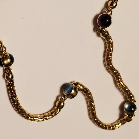 14K  YELLOW  GOLD  AMETHYST  &  TOPAZ  NECKLACE. - Picture 9 of 12